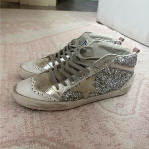 Golden Goose Women's Glitter Sneakers - Silver and Gold